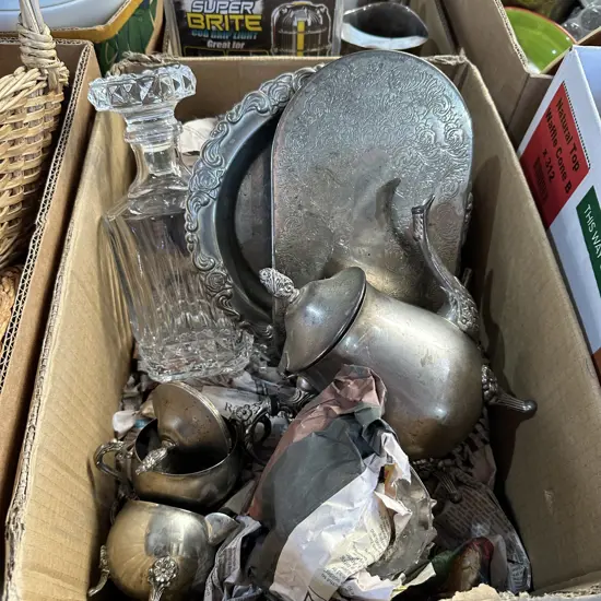 Silverware and decanter