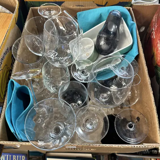 Box of glassware etc