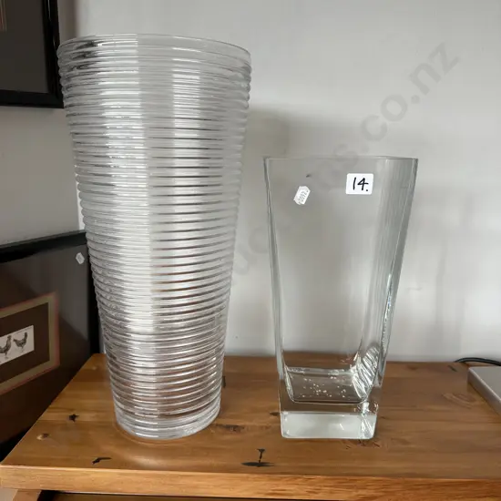 2 large glass vases