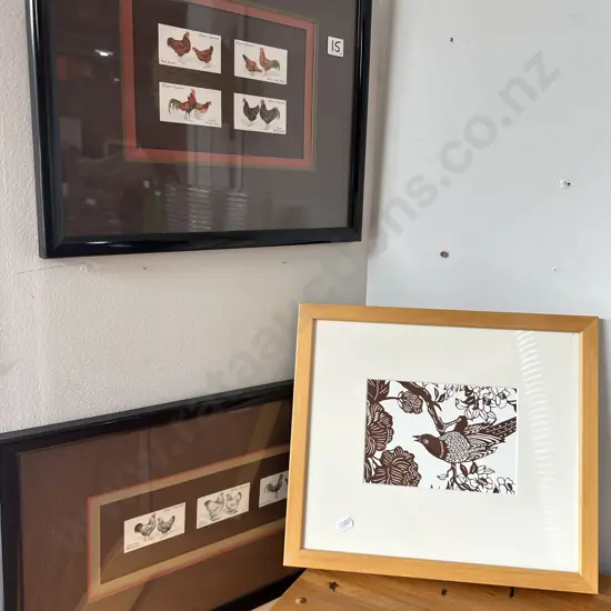 Framed Cigarette cards and Tui picture