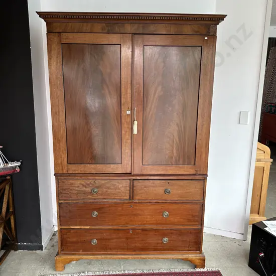 Georgian style Linen Press on bracket foot chest c1880