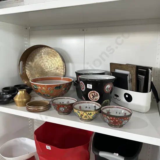 Shelf lot bowls, planters etc