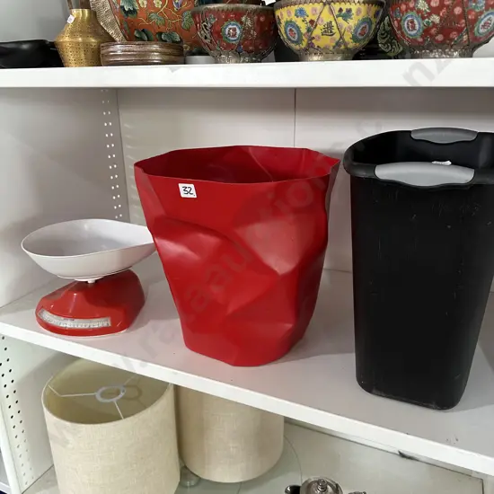 2 paper bins and scales