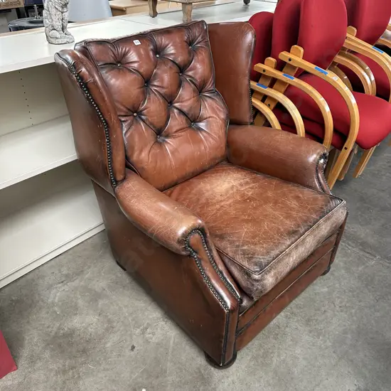 Leather wingback chair