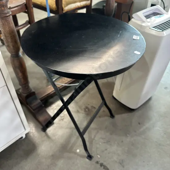 Folding metal side table