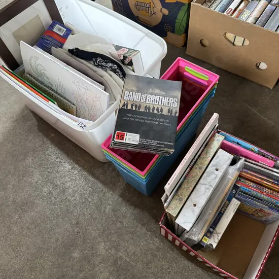 DVDs, CDs, file bins etc