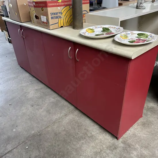 Red office credenza