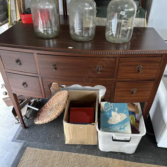 Mahogany sideboard plus books