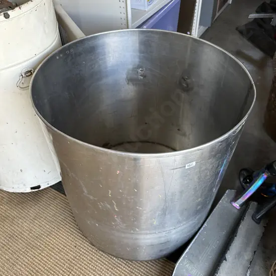 Stainless steel vat with hole near base 600mm dia 630mm high