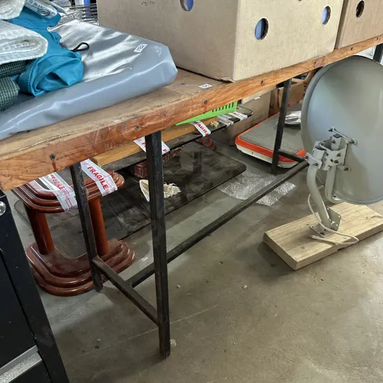 Metal base garage bench