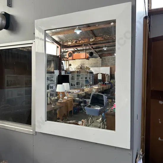 White framed mirror