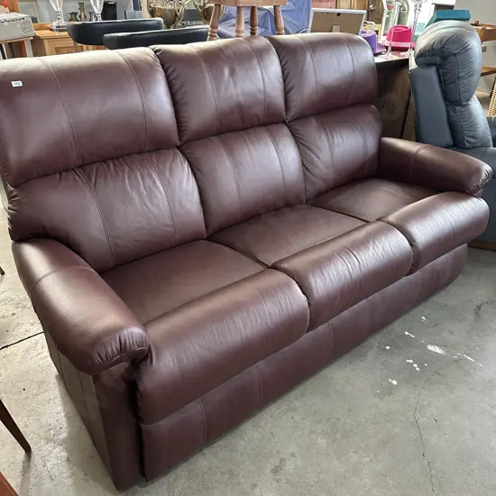 LaZboy Burgundy leather 3 seater - excellent condition
