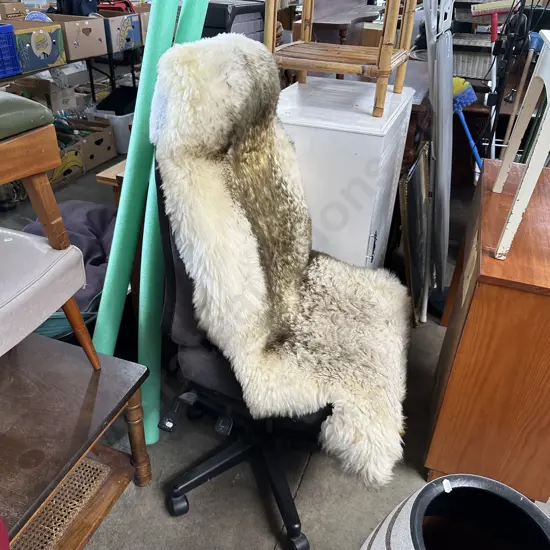 Office chair with sheepskin