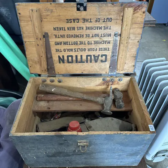 Wooden box and contents