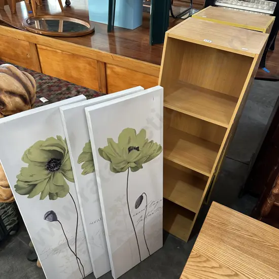 Pictures and shelf units x 2