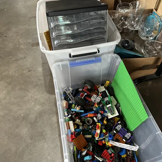 2 bin lots Lego and files