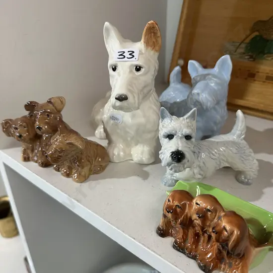 Scottie dog ornaments inc Sylvac and Beswick