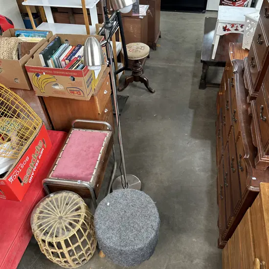 Piano stool, 2 x bedsides and lamp