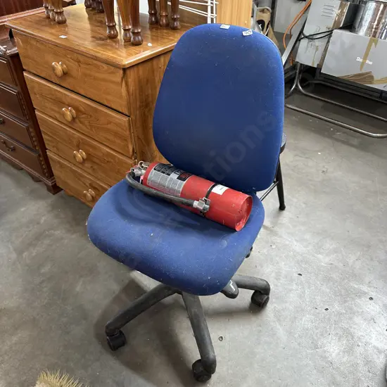 office chair and extinguisher