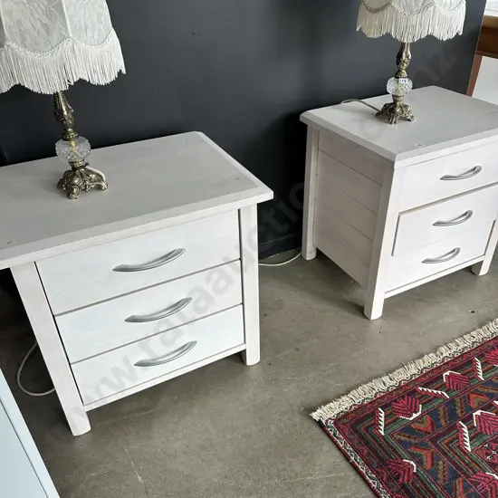 Pr of bedside drawers (one with slight damage to top)