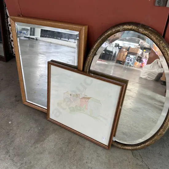 2 mirrors and painting