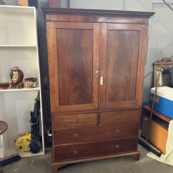 Georgian style Linen Press on bracket foot chest c1880