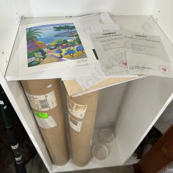 Tubes of various prints that come with certificates of authenticity