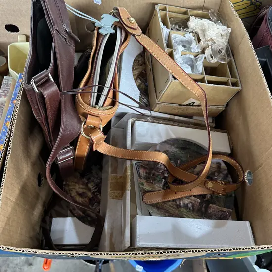 Leather handbags and wall plates