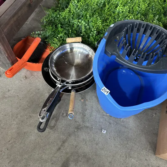Pans, bucket etc