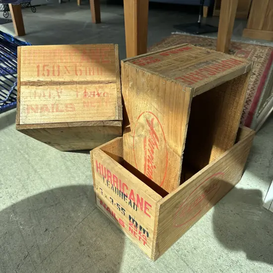 3 x Hurricane wooden boxes