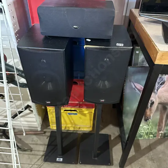 PSB speakers on stands plus other