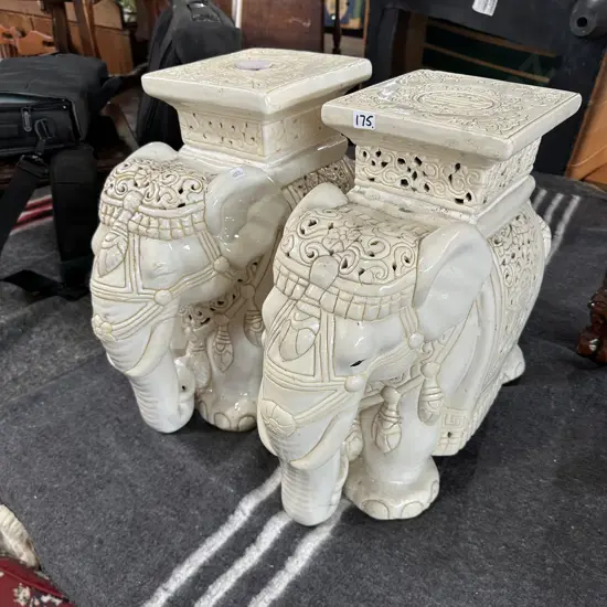 Pr of elephant planter stands