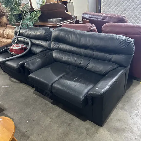 Pr of leather 2 seaters- average