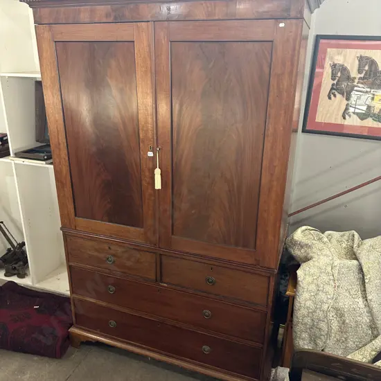 Georgian style Linen Press on bracket foot chest c1880