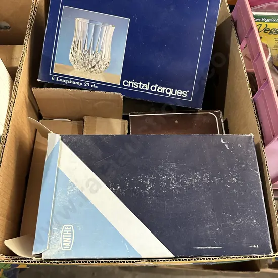 Boxed crystal and silver ware etc