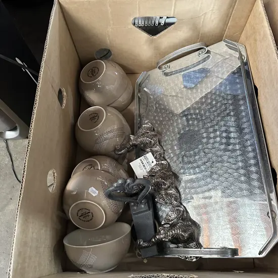 Tray, hooks, bowls etc