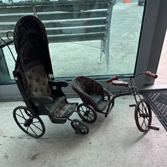 Miniature vintage style bike & push chair