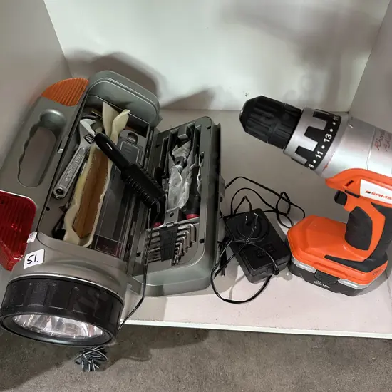 Emergency light/tool kit plus cordless drill