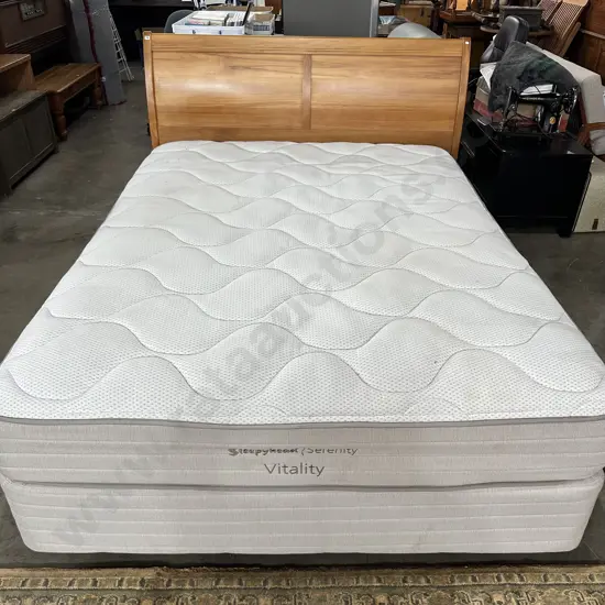 Very tidy Queen bed with Rimu headboard