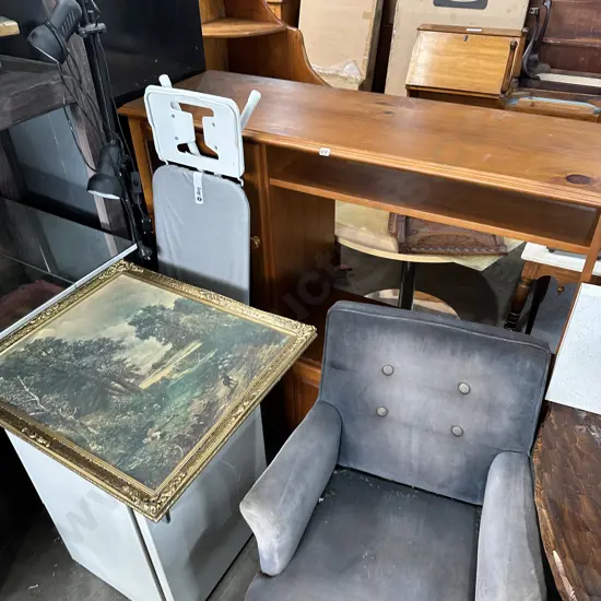 Iron board, picture, lamp, chair, sideboard