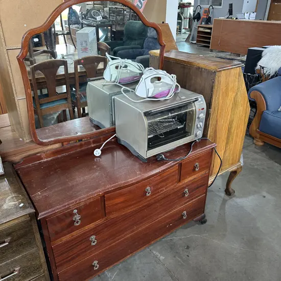 Solid mahogany dresser with locking draw