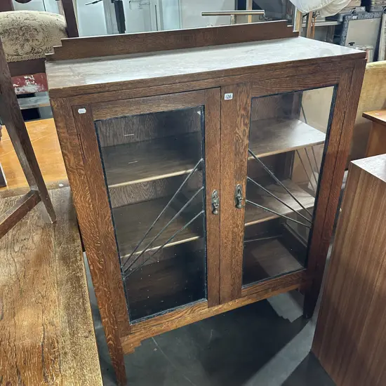 Oak Art Deco Sunburst display cabinet