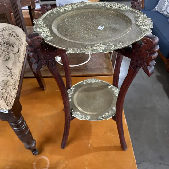 2 tier brass side table