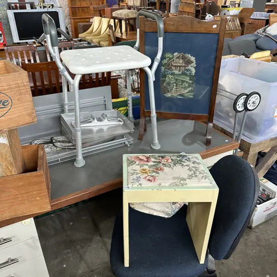 Fire guard, stool, shower seat, office chair