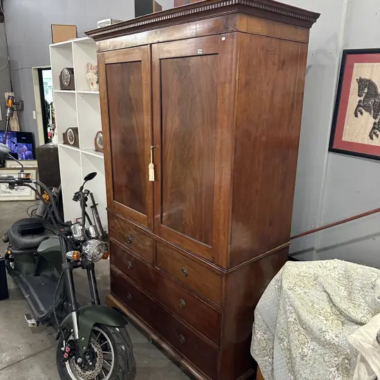 Georgian style Linen Press on bracket foot chest c1880