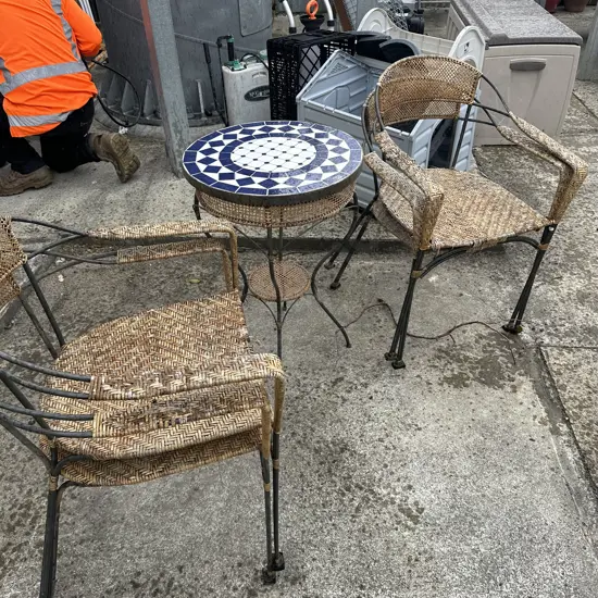 Tile top patio suite (chairs worn)