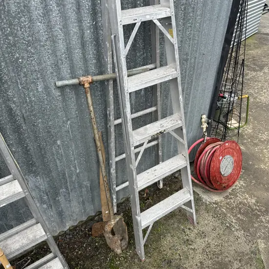 Ladder, post borer, axe