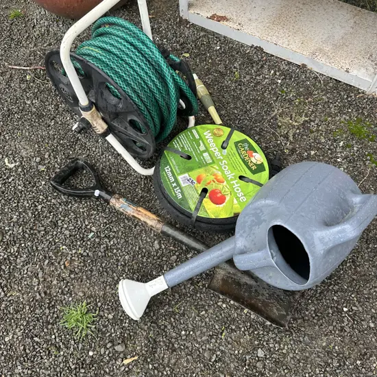 hose, new soaker, spade etc