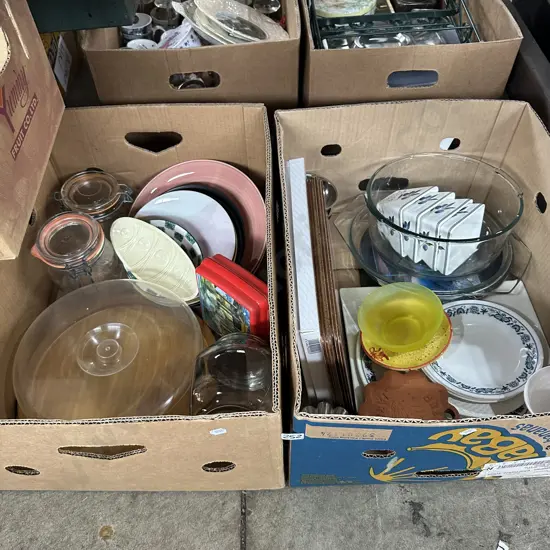2 box pyrexware, jars etc