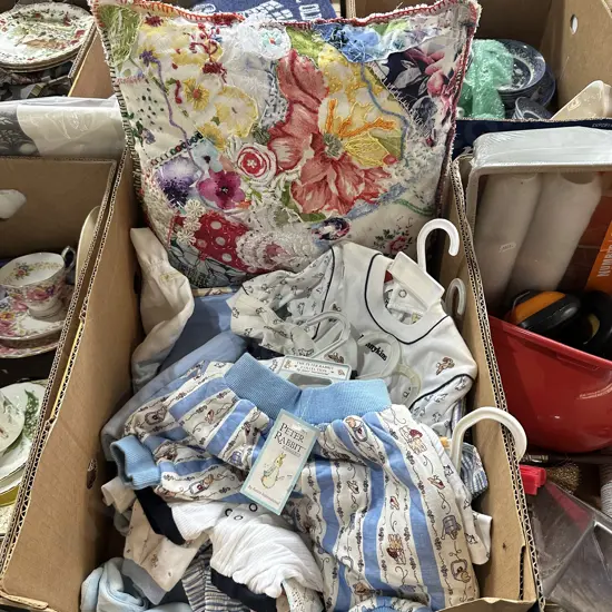 Peter Rabbitt baby clothes and handmade cushion